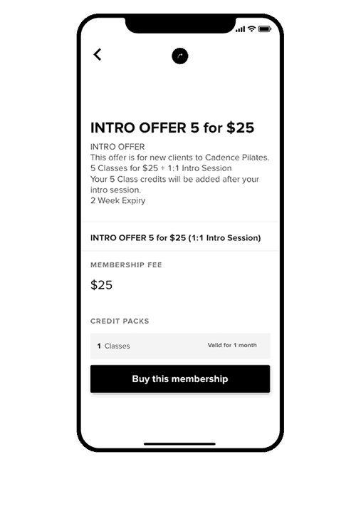 Pilates Intro Offer - Pilates Studio Mobile App
