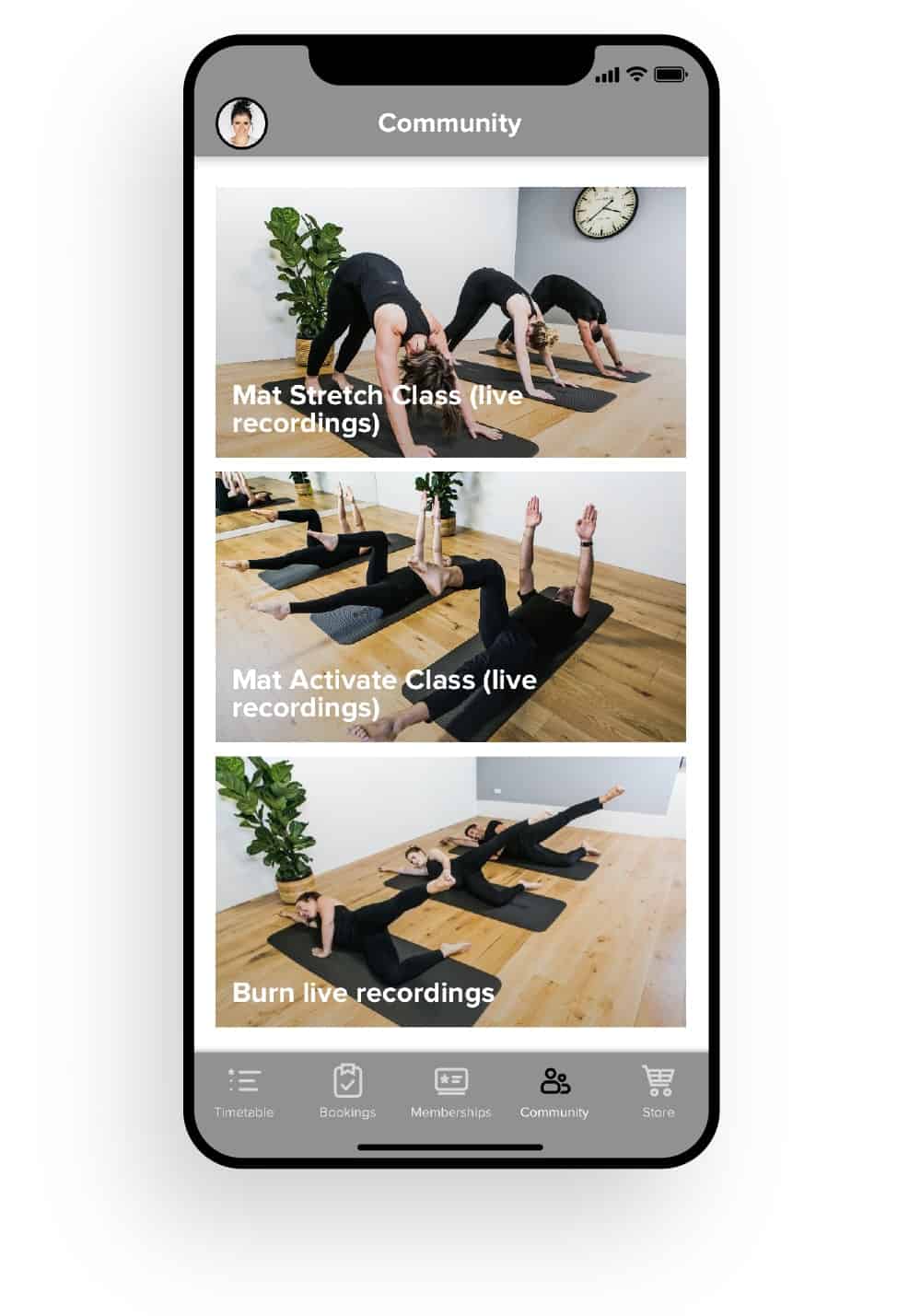 Community | Pilates Studio Mobile App