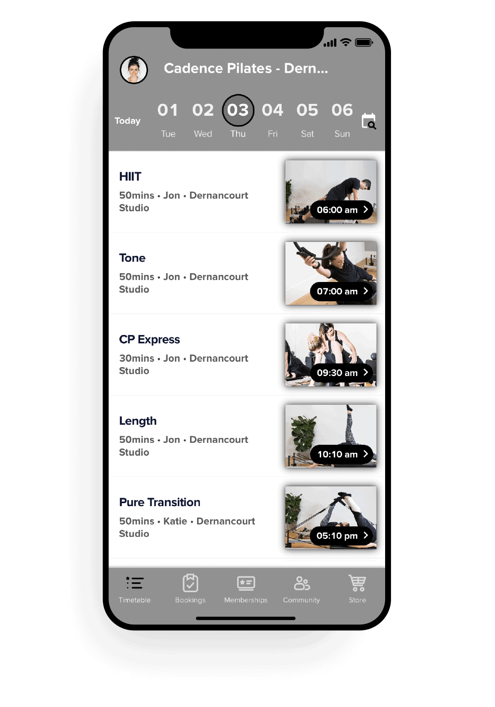 Pilates Studio Classes | Mobile App